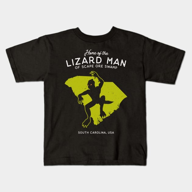 Home of the Scape ore Swamp Lizard Man Kids T-Shirt by Strangeology